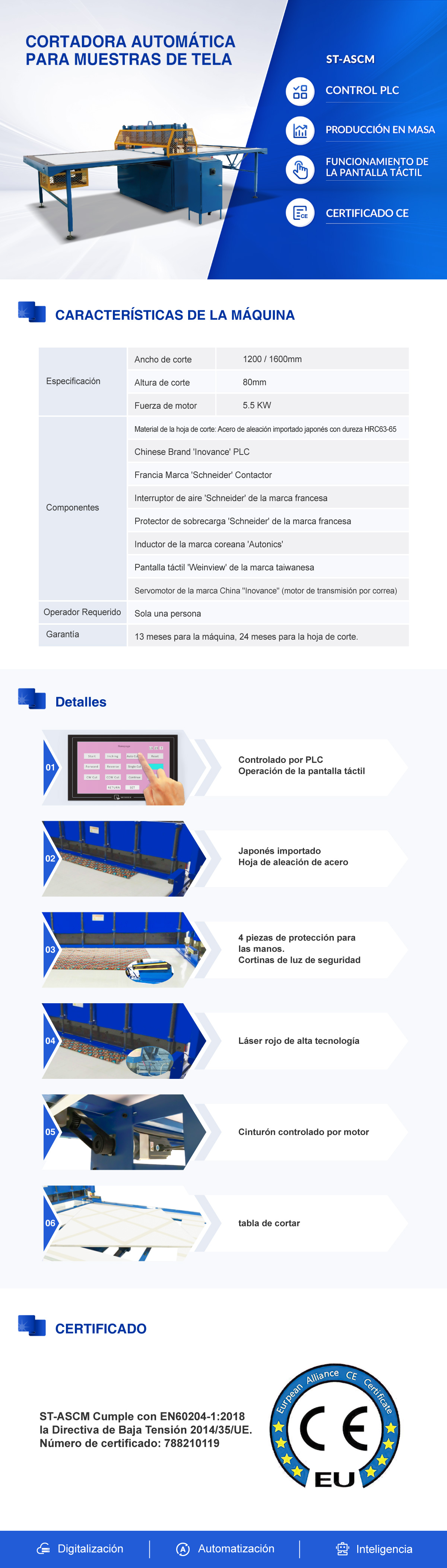 Cortadora automática para muestras de tela