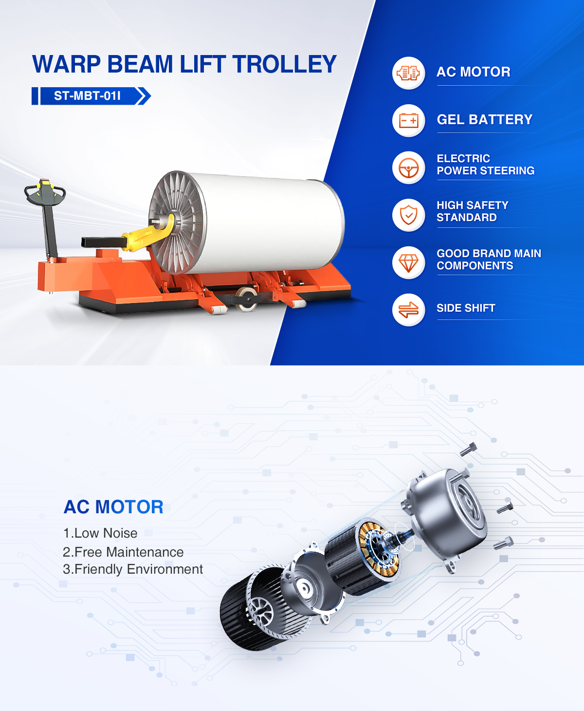 hook typed electric warp beam trolley