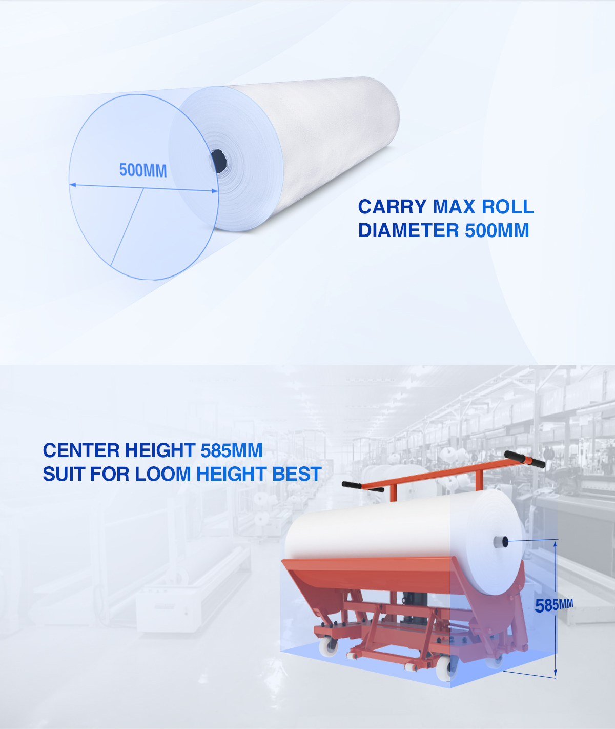 hydraulic cloth roll doffing truck