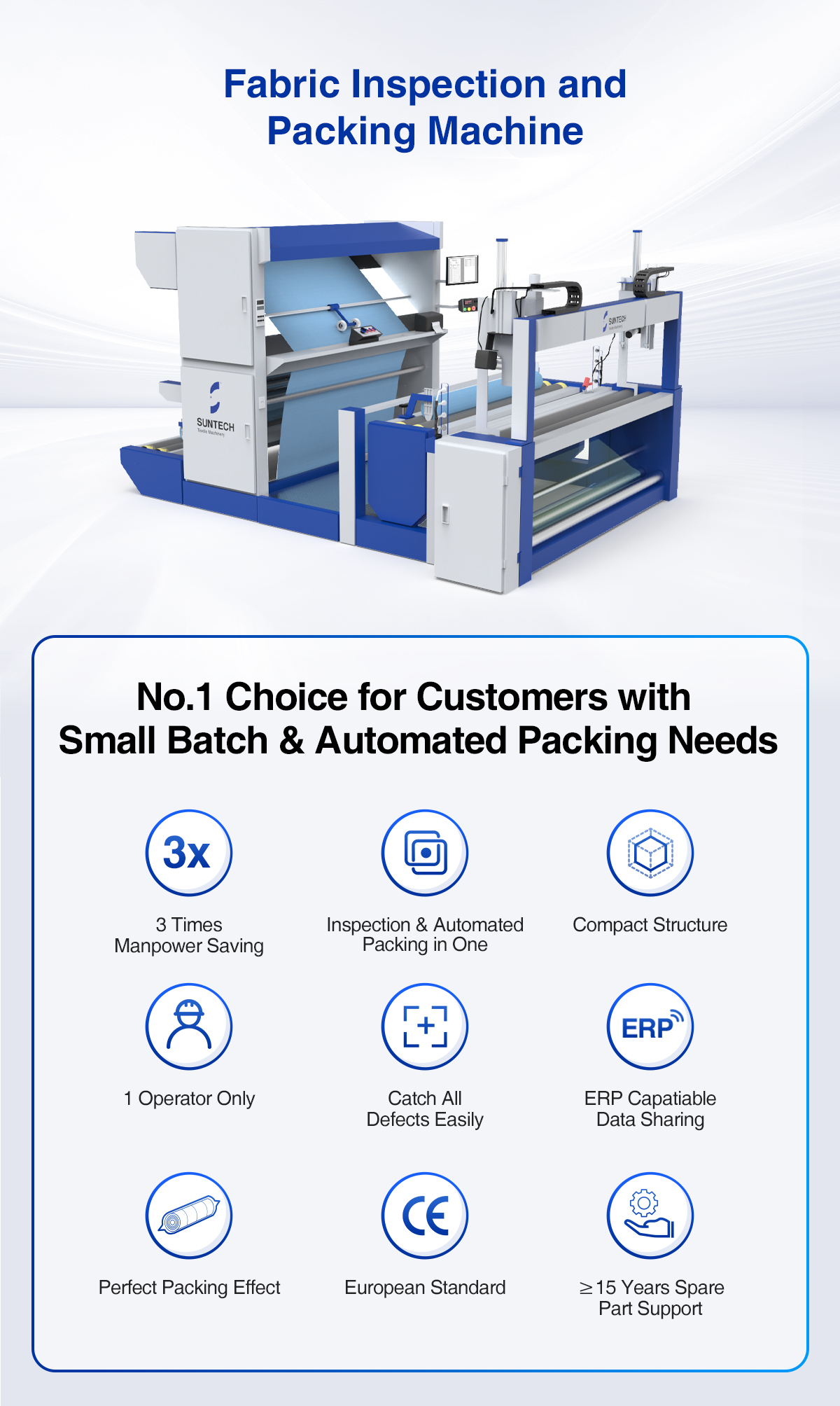 fabric inspection and packing machine features