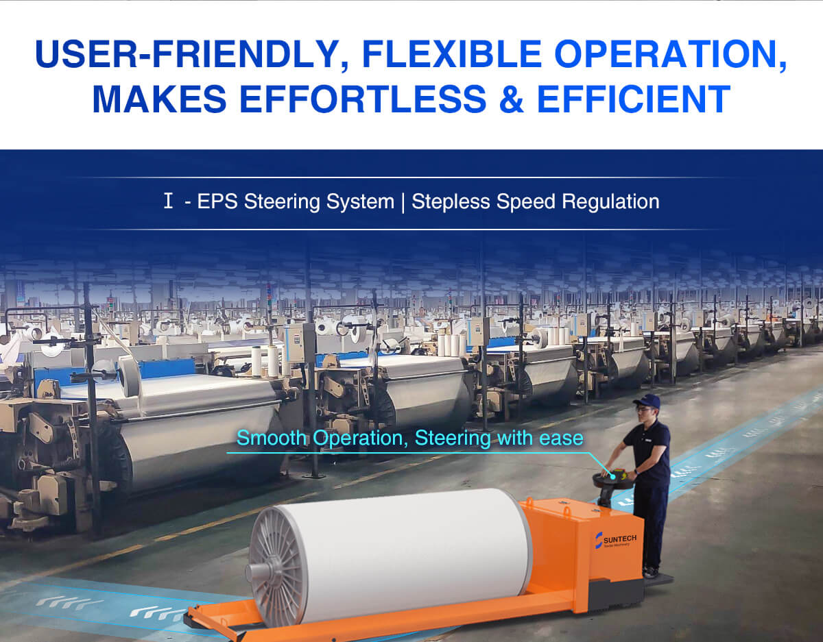 Electric Warp Beam Transport Trolley EPS steering system