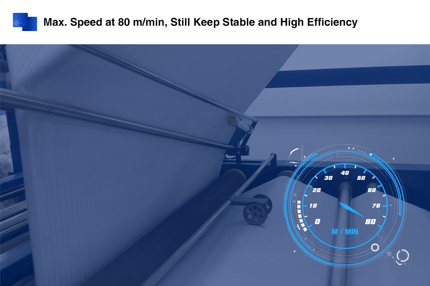 Fabric Double Folding & Rolling Machine max.speed at 80 m/min