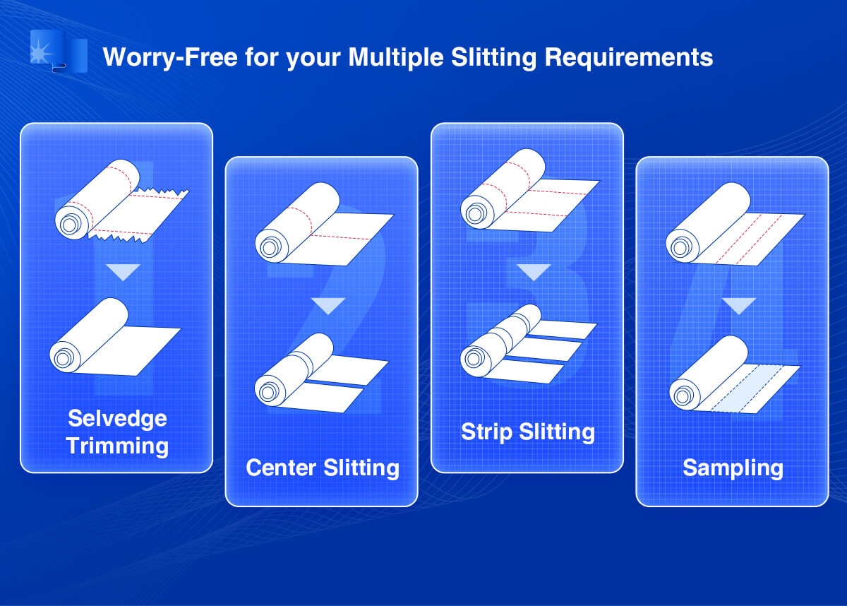 Fabric Slitting and Inspection Machine have multiple slitting requirements