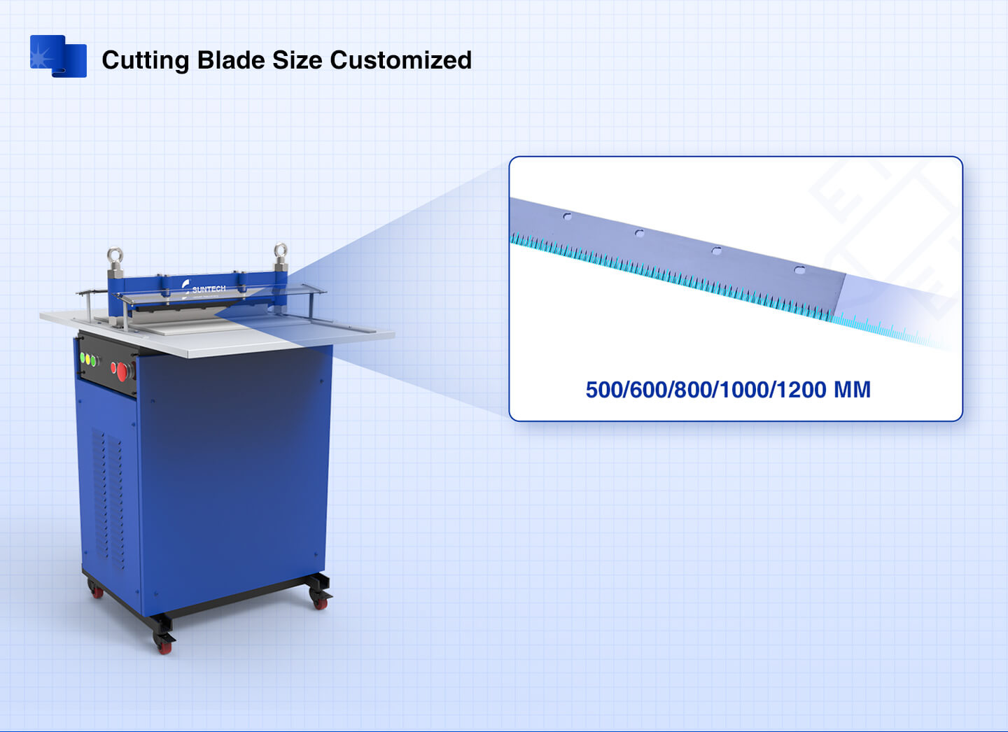 Motorized Type Fabric Pinking Machine cutting blade size customized