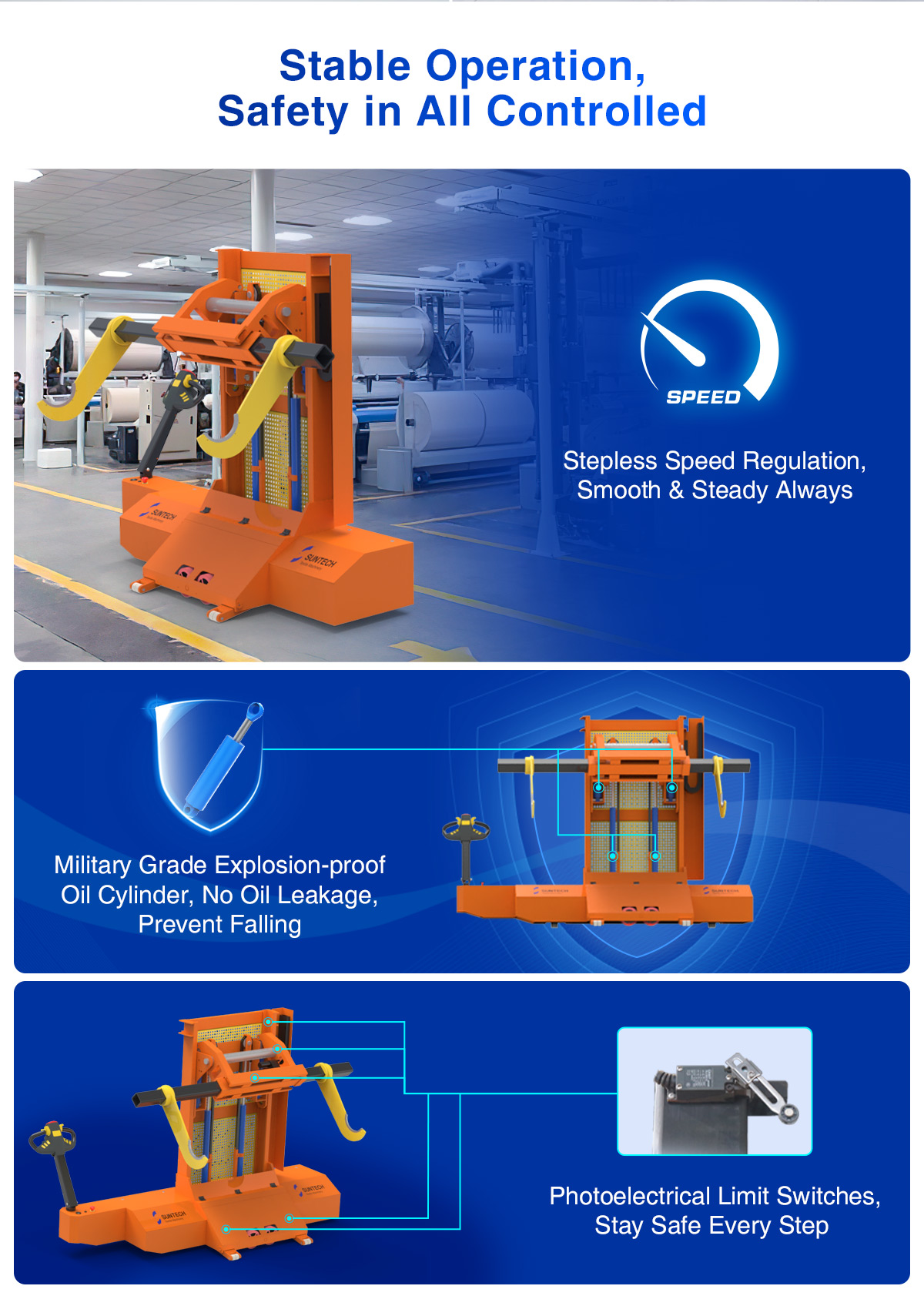 safety in all controlled Electric Warp Beam High Lift Truck