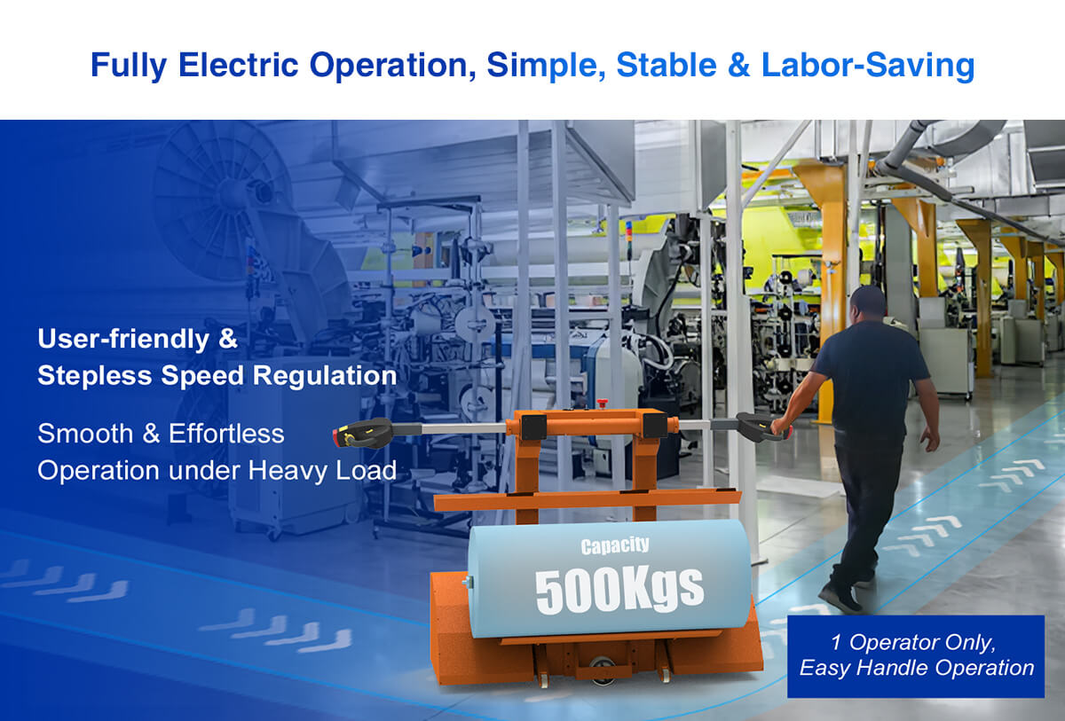 Electric Cloth Roll Doffing Trolley space-saving and flexible